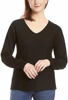 Ella Moss Womens Ribbed V-Neck Sweater 