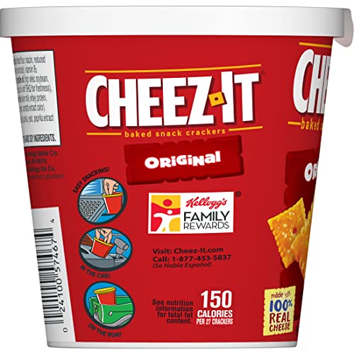 CHEEZ-IT CHEESE CRACKERS, BAKED SNACK CRACKERS, OFFICE AND KIDS SNACKS, ORIGINAL, 2.2OZ CUP (1 CUP)