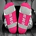 Gone For a Run Inspirational Ankle Socks for Women - Affirmation - Fun Running Socks - Runners Gifts & Motivation - She Believed She Could (Fuchsia)
