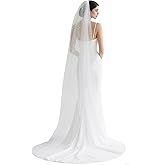 Yymobt Pearl Wedding Bridal Veil 1 Tier Drop Veil Cathedral Wedding Veils Chapel Tulle Hair Accessorise With Metal Comb F55