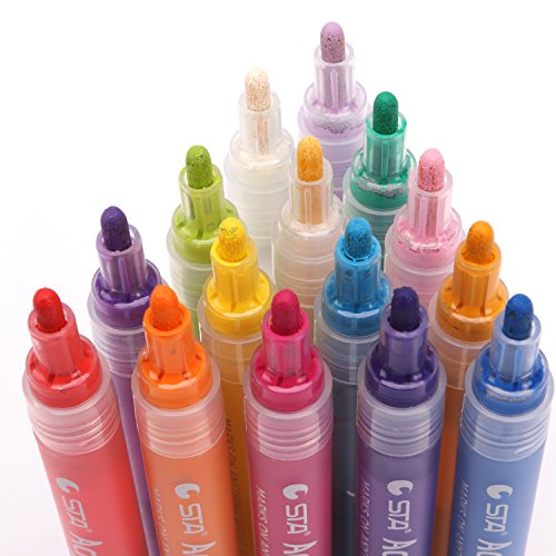 sta Paint Pens Fine for Rocks,Acrylic Paint Markers 24 for Wood,Medium Point Art Permanent Paint Pens,Paint Markers for Stones,Fabric,Glass,Metal,Ceramics,DIY Art Projects