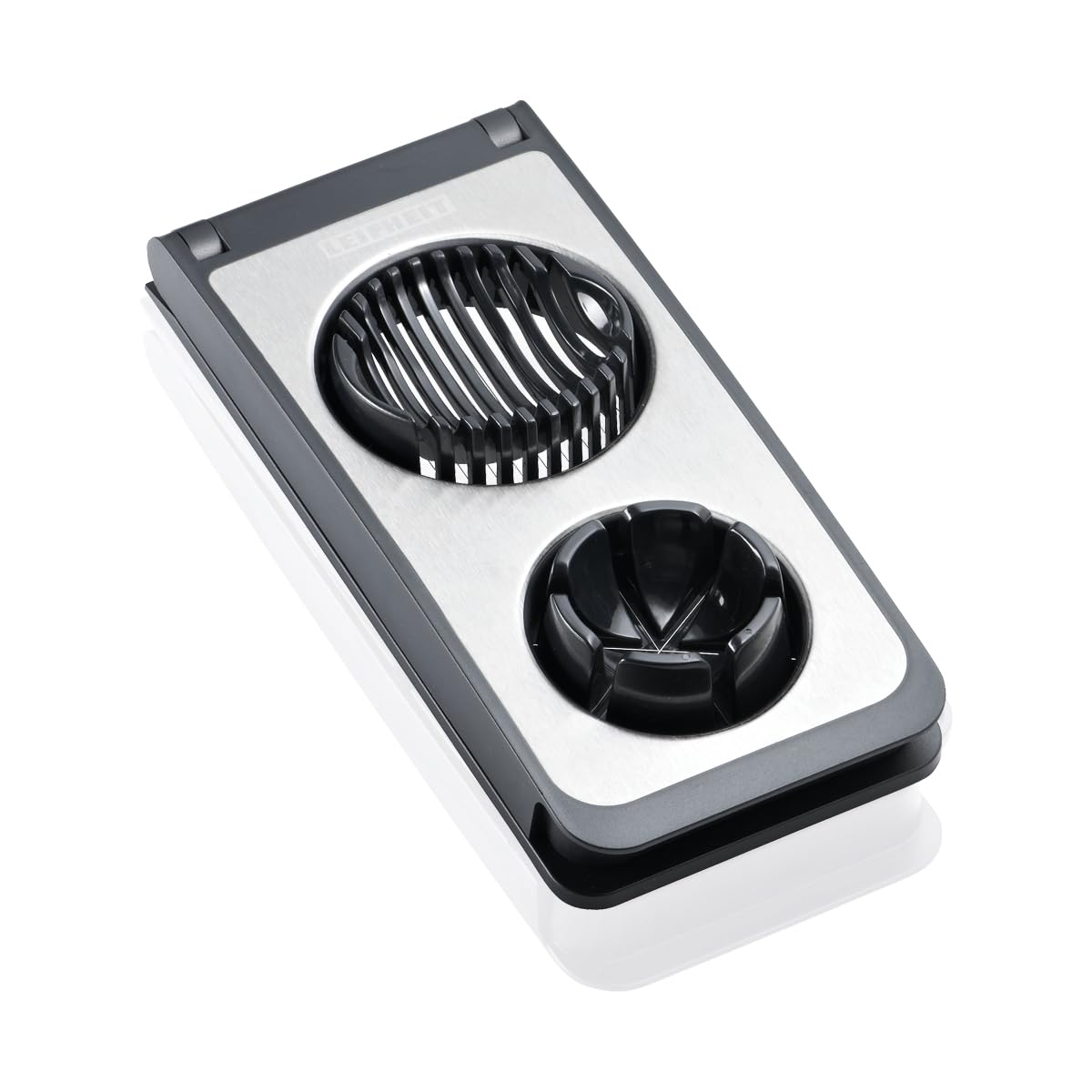 Leifheit 3 in 1 Egg Cutter - Stainless Steel, Cuts Eggs into Ovals, Rounds and Wedges, Also Works on Potatoes and Kiwis