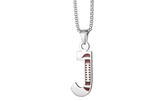 EZUY GNAY Letter Football Stainless Steel Football Necklace Player Number Pendant Silver Athlete LetterJewelry