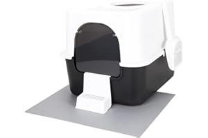 RIZZARI Cat Litter Box with Lid, Increased Entrance Height, Top Entry Enclosed Litter Box with Door, Easy to Install, Suitable for Cats up to 25lbs (Black,Large)