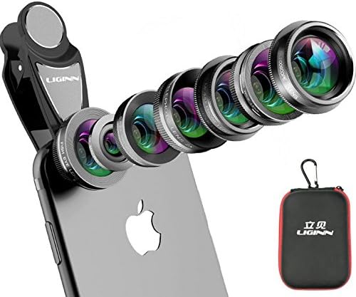 HAOJI Accessories Mobile Phone Camera Fisheye Lens, Macro Lens, Wide Angle Lens, Distance Lens, CPL Polarized Lens,Kaleidoscope Lens, Ultra Wide Angle Lens for Smartphone โ Black