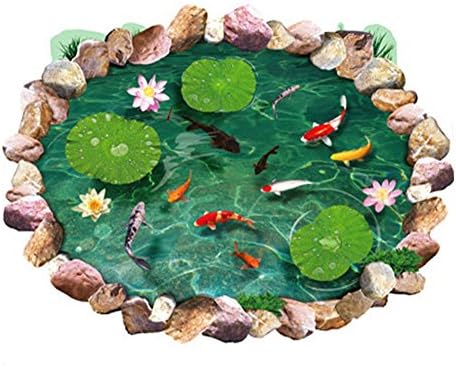 AmoyTrade Fish Ponds Lotus Floor Coverings Sticker Bedroom Living Room Bathroom Wall Stickers Decals Home Decor