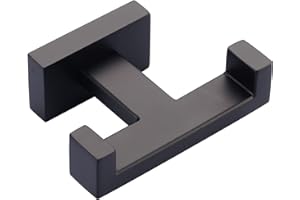 Double Bathroom Towel Hook Black: iVIGA Matte Black Towel Holder Modern- Heavy Duty Robe Hooks for Wall - Stainless Steel Sho