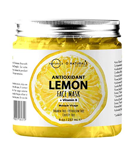 O Naturals Deep Cleansing Lemon & Vitamin B Gel Face Mask. Antioxidant Fights Acne, Pore Cleansing, Anti-Aging, Oil Control & Moisturizing. Hyaluronic Acid, Turmeric & Apple Extract Neem Oil Vegan 8oz