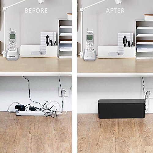 [Set of Three] Cable Management Boxes Organizer, 50 Wire Ties, Large Storage Holder for Desk, TV, Computer, USB Hub, System to Cover and Hide & Power Strips & Cords - Thumbnail 3