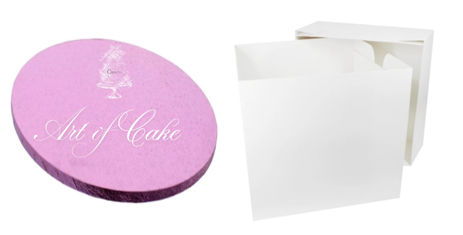 Art of cake® 12 Inch Pink Drum and 12"x12"x12" inch WHITE TALL CAKE BOX