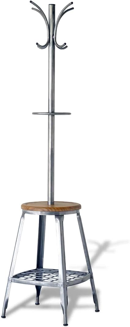 Amazon Co Jp コートハンガー 玄関 店舗用 コート掛け おしゃれ 40 4段階の棚付き ビンテージ 木製 簡単組み立て ホーム キッチン