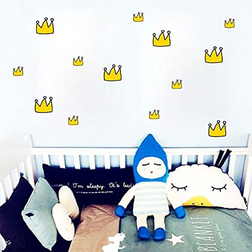Libretone 20Pcs Crown Stickers Princess Crown Wall Decor Crown wall sticker Princess Wall Art Decals Royal crown wall decor Removable Vinyl Decal Gold Tiara Stickers Birthday Decorations Home Decor