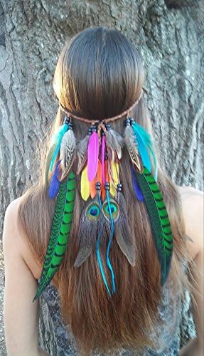 Bird of Paradise, Feather, headband, native, american, style, indian, bohemian, wedding, feather veil, rainbow, costume, edm, plur, rave