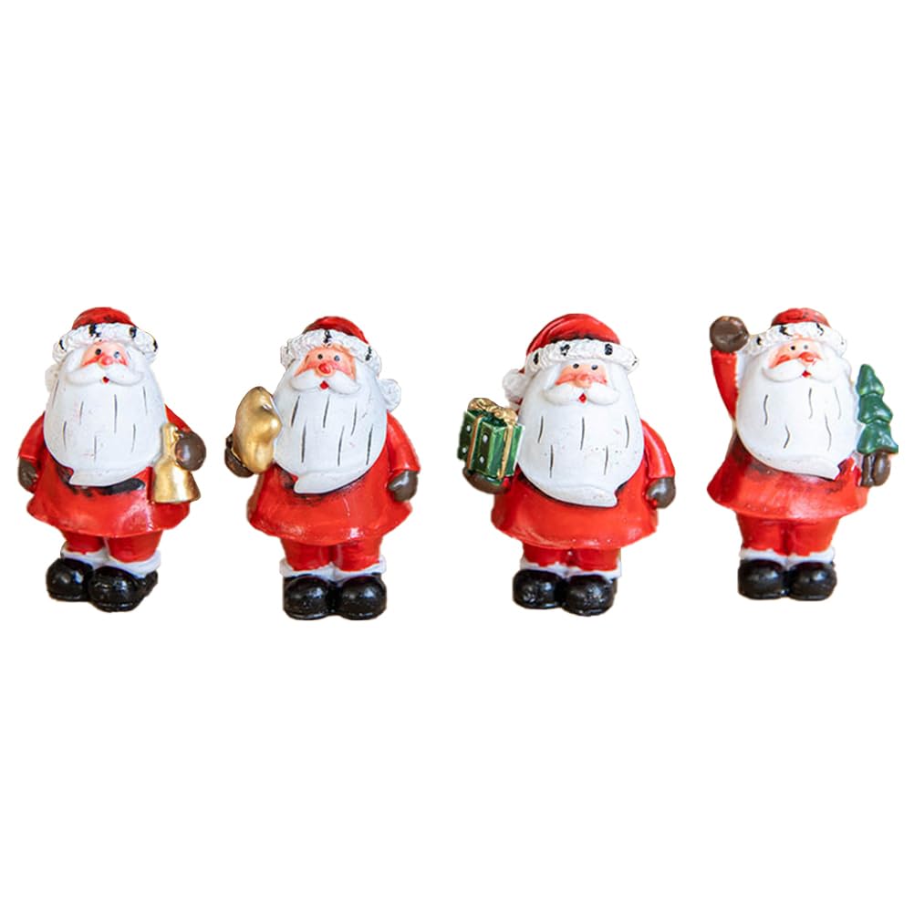 ABOOFAN 4Pcs Christmas Resin Santa Claus Ornaments Miniature Desktop Decoration for Holiday Home Party Festive Resin Figurines