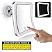 Sanheshun 10X Magnifying Lighted Travel Makeup Mirror, Touch Activated, Locking Suction Mount, Battery Operated, Square