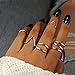 POYDORA Vintage Gold Bohemian Stack Rings V Rhinestone Joint Rings Knuckle Nail Ring Set for Women Girls (5 PCS)