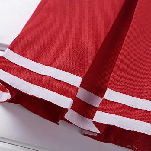 Agoky Girls Youth Box Pleated Cheerleading School Uniform Skirt Squad Cheer Leader Costume Red 5-6
