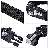 Seals Paracord Bracelet 5 in 1 Outdoor Survival Gear, 550 Cord, Whistle, Compass, Scraper, Magnesium Flint, Scraper/Knife