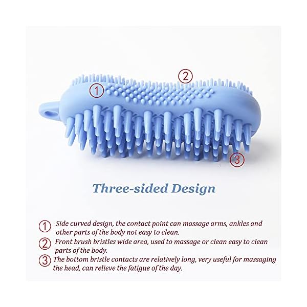 Body-BrushSilicone-Body-Brush-Childrens-Bath-Silicone-Brush-Exfoliating-Body-Scrubber-for-Washing-Hair-and-Bathing-Multifunctional-Massage-Brush-Blue-blue Body Brush,Silicone Body Brush Children's Bath Silicone Brush Exfoliating Body Scrubber for Washing Hair and Bathing…