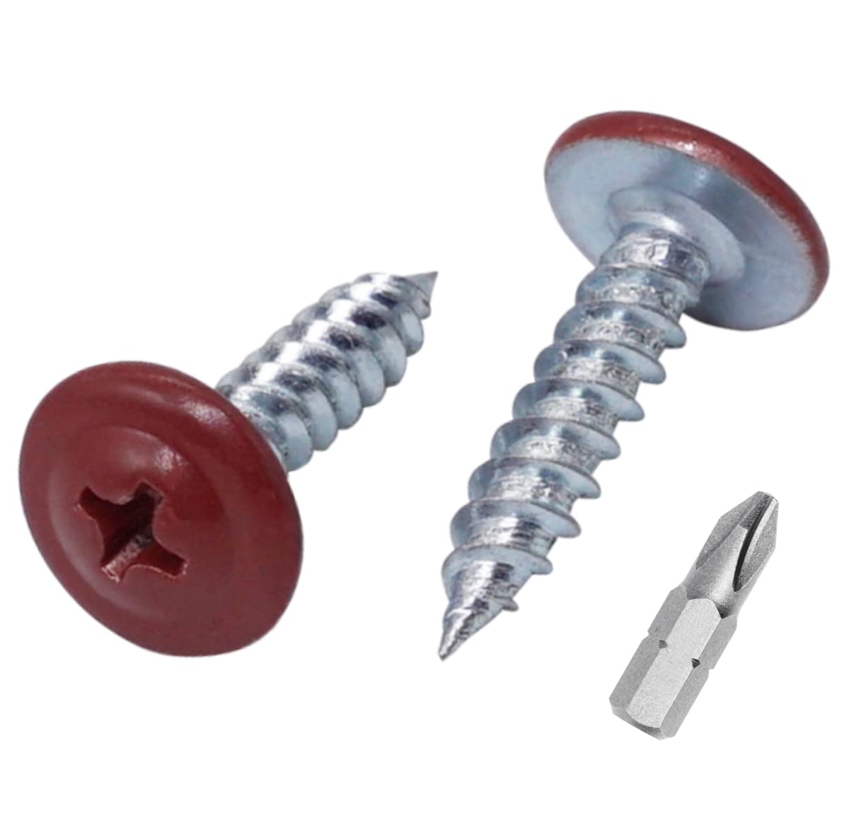 (Pack of 150 pcs) Painted 4.2 x 19 mm Wood Screws, Self Tapping Metal Screws, Phillips Modified Truss Head, Wafer Head (150, Oxide Red RAL 3009)