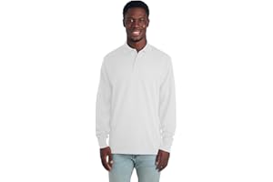 Jerzees Men's Long Sleeve Polo Shirts, Cotton Blend, Two Button Closure, Regular Fit, Sizes S-2x