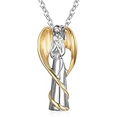 Gisunye Cremation Urn Necklace for Ashes Angel Wing Keepsake Locket Stainless Steel Cross Cremation Jewelry Waterproof Memorial Pendant…
