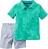 Carters Little Boys 2-Piece Polo & Short Set Nautical Turquoise