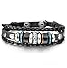Besteel 2PCS Vintage Genuine Leather Bracelet for Men CZ Brown Adjustable Bangle Braided Bracelet, 7.3-8.5 inches
