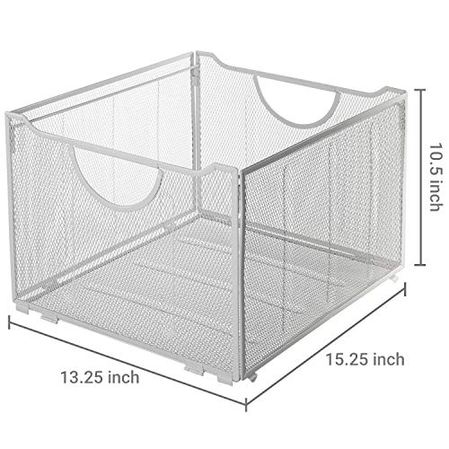 MyGift Modern White Metal Mesh Hanging File Folder Storage Crate