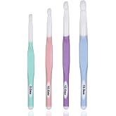 Large Sizes Crochet Hooks 4 pcs Long Crochet Needles Set QLRFFLJOY 8mm 10mm 12mm 15mm Rubber Handle Crochet Hook DIY Yarn Weaving Tools for Knitting Blankets, Shawl and Carpet