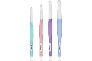 Large Sizes Crochet Hooks 4 pcs Long Crochet Needles Set QLRFFLJOY 8mm 10mm 12mm 15mm Rubber Handle Crochet Hook DIY Yarn Weaving Tools for Knitting Blankets, Shawl and Carpet