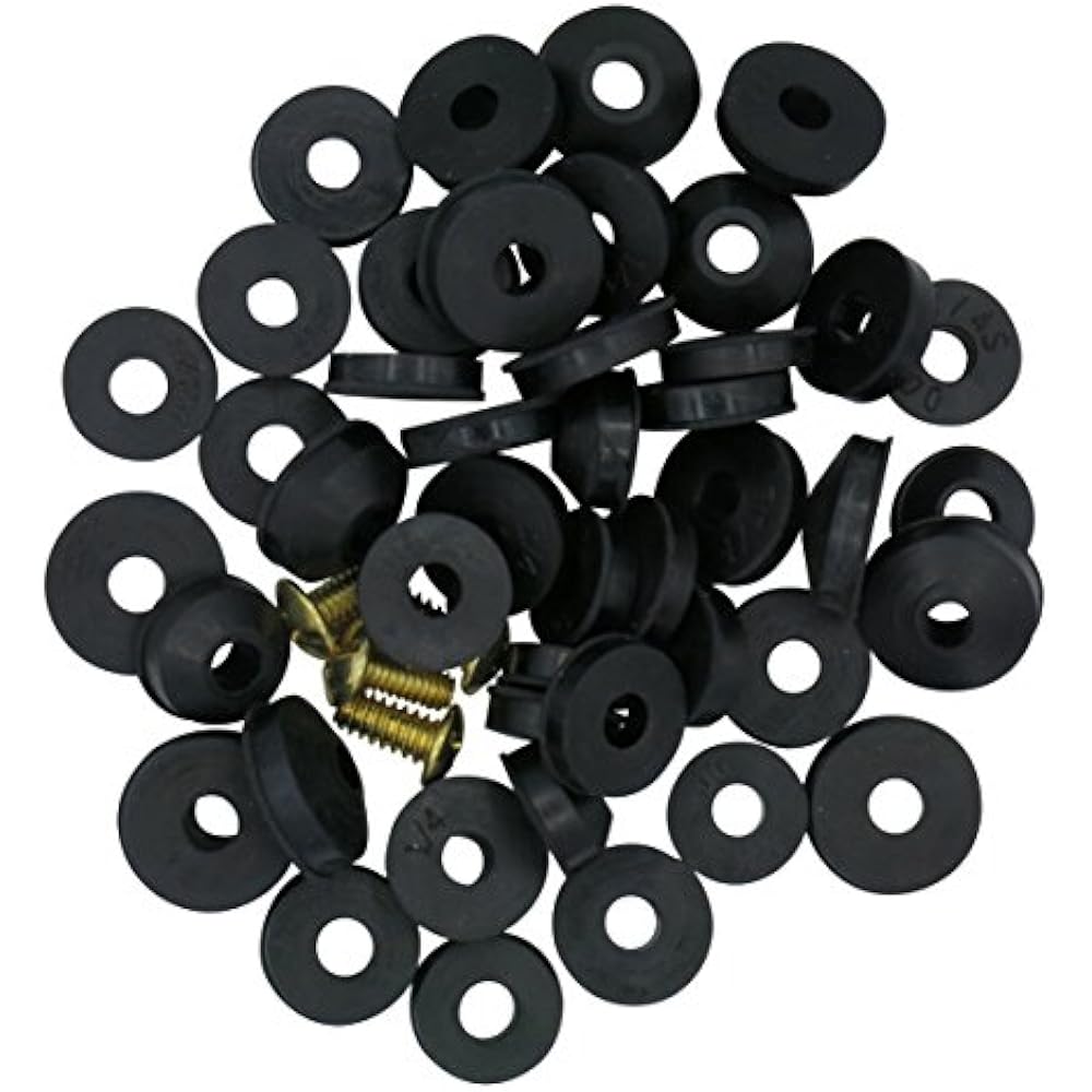Flat And Beveled Faucet Washers Brass Bibb Screws Assortment, 48 Pieces