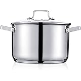 Stainless Steel Stock Pot 3.5 Qt, Sauce Pan with Glass Lid, Double Handle, A Scale Engraved Inside, Induction Compatible, Dis