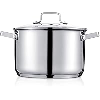 Stainless Steel Stock Pot 3.5 Qt, Sauce Pan with Glass Lid, Double Handle, A Scale Engraved Inside, Induction Compatible…
