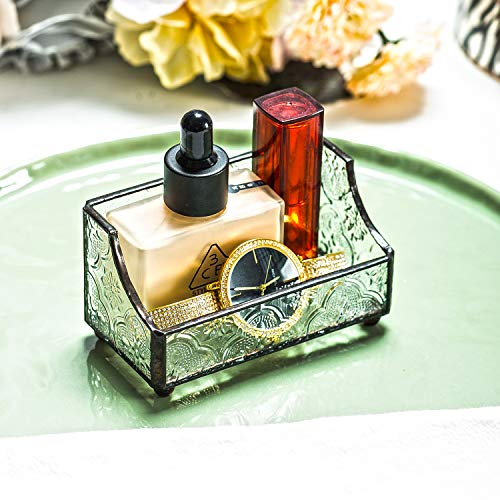 Stained Glass Business Card Holder Name Card Display Holder Mosaic Beveled Glass Professional Card Holder for Office Desk Business Desk Name Plate with Card Holder - Thumbnail 4
