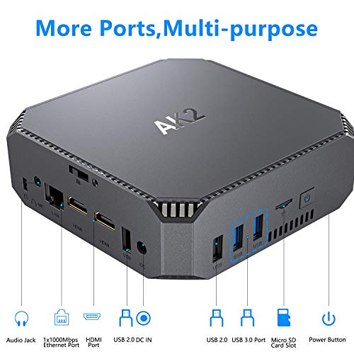 AK2 Mini PC Intel Celeron J3455 Windows 10 Pro Mini Computer 4K HD,Gigabit Ethernet (8GB+120GB/Intel Celeron J3455)