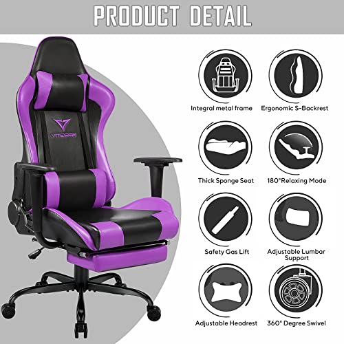Vitesse Gaming Chair with Massage Footrest Racing Style Computer Office