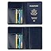 GDTK Leather Passport Holder Cover Case RFID Blocking Travel Wallet (Dark Blue)