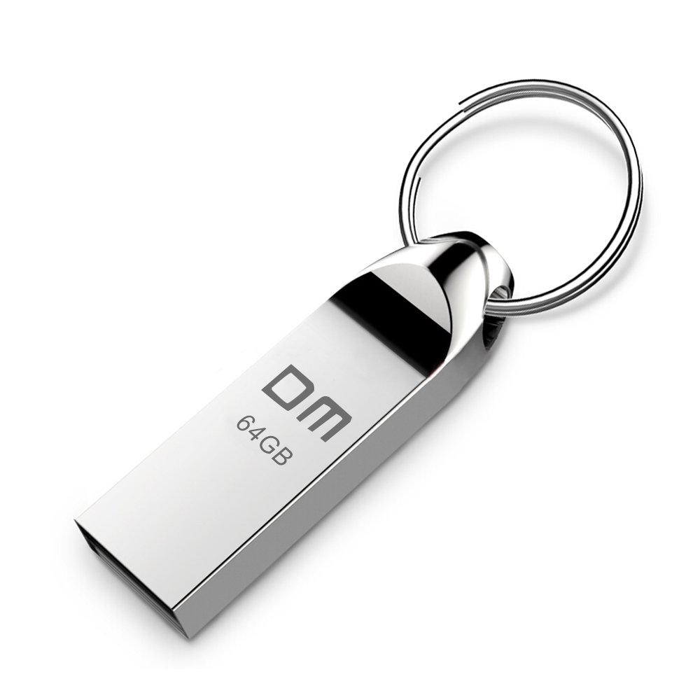 Clé USB 64 Go 64GB Pen Drive USB Clef Flash Drive Aluminium Annneau Porte-Clés Waterproof Stick Etanche pour PC Laptop Ordinateur Tablette et Les Autres USB Appareils Argent