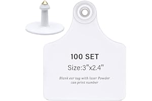NAOEDEAH Blank Cattle Ear Tags Cow Tags Blank Ear Tag Plastic Livestock Animal Tag for Goat Farm Cows Ear Tag (White)