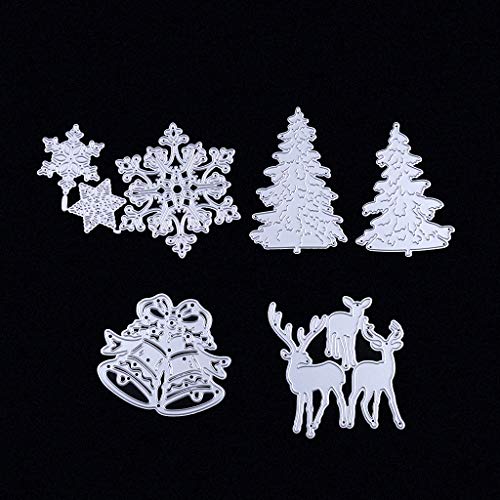 Conleke Merry Christmas Cutting Dies Set -Bell Deer Xmas Tree Dies Cuts Metal Stencil Template for DIY Scrapbook Album Paper Card Making Craft Decoration