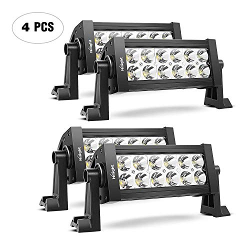 Nilight 10001S-D 4PCS 7.5 Inch 36W Spot Bar Offroad LED Lighting for Jeep Truck ATV UTV SUV, 2 Years Warranty
