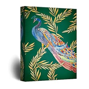 Vintage Style Peacock on Flower Branch