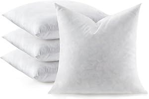 Swandream Feather Throw Pillow Inserts Set of 4, Soft Fluffy Square 18 x 18 Inches Decorative Pillow Insert, Feather and Down Euro Pillows for Bed, Couch and Cushion