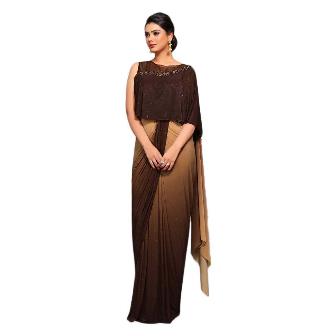 Designer Indo Western Indian Bollywood Lycra Saree Poncho Style Blouse |  Desertcart Aruba