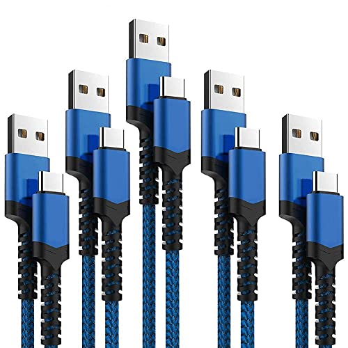 USB Type C Cable 5Pack (3/3/6/6/10FT) Nylon Braided USB C Cable Fast  Charger Charging Cord Compatible Samsung