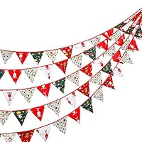 Little Biene Christmas Decorations Kit-Fabric Bunting Banner/Xmas Pennant Flag/Traingle Hanging Garland Banner Decor for Fireplace,Wonderland Winter,New Year,Holiday Party,Indoor Decoration (2 Set).