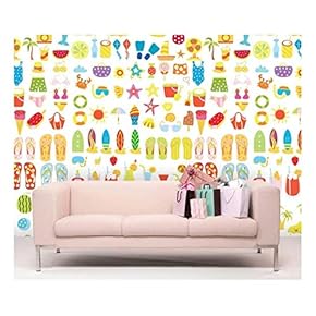 Large Wall Mural - Summer Vacation Element | Self-Adhesive Vinyl Wallpaper/Removable Modern Decorating Wall Art - 66" x 96"