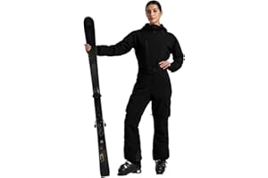 GSOU SNOW Womens Ski Suit One Piece Snow Suits Onesie Ski Jumpsuits Waterproof Ski Outfits Regular Fit Insulated Windproof