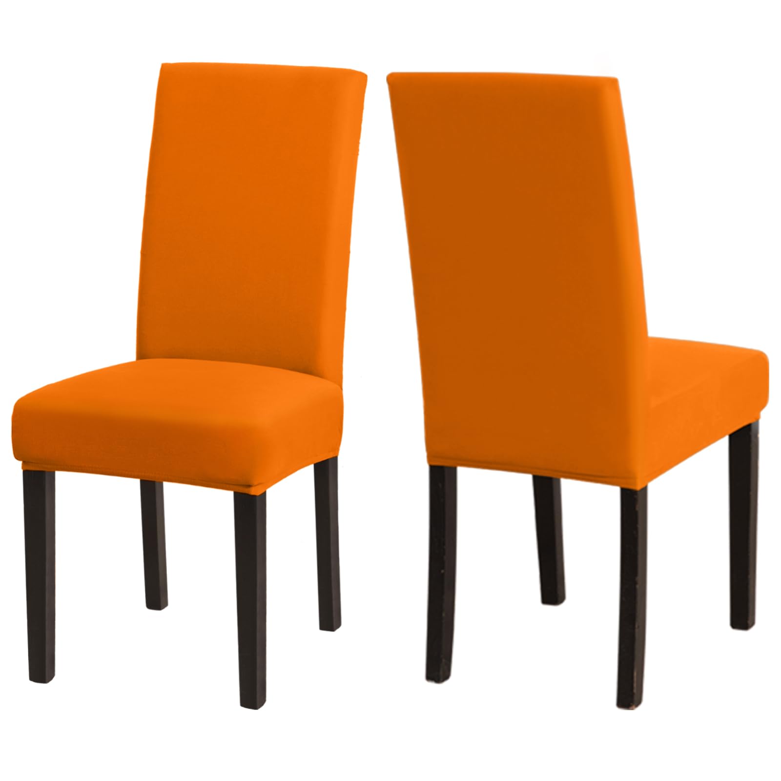 Sufdari Chair Covers 2,Stretch Dining Chair Covers, Spandex seat Covers for Dining Chairs,Elastic Washable Chair Protectors for Dining Room,Hotel,Restaurant,Banquet (2,Orange)